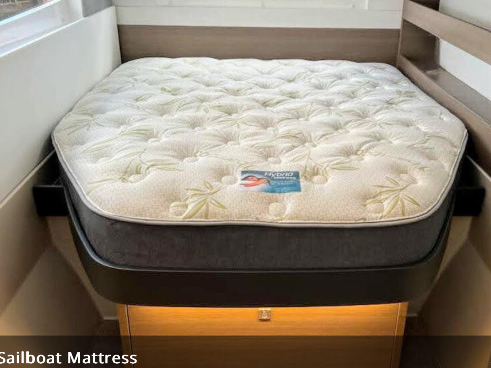 Custom-shaped boat mattress installed in place